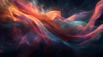 Fototapeta premium 20. Twisting, translucent ribbons of color floating through a deep, dark space