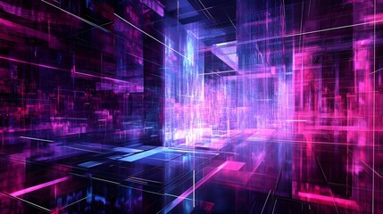 Obraz premium 23. A complex matrix of intersecting planes and lines with a high-tech, neon aesthetic