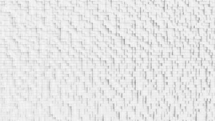 Abstract mosaic pattern or matrix with colorful 3D cubes arranged in a white pixelated grid