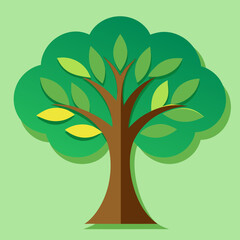 a drawing of a tree with a green tree on it.