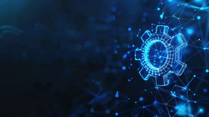 Obraz premium Abstract Gear in a Digital Network