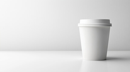 Creative white mock up of coffee cup on white backdrop