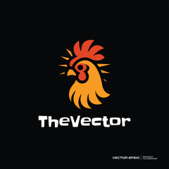 Obraz premium Rooster head mascot, vector, logo, character, cartoon, illustration, eps10