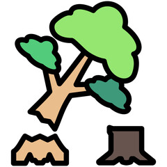 Deforestation lineal multi color, related to ecology and environment theme. Use for modern concept, UI or UX kit, web and app development.