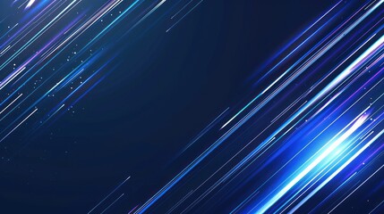 Abstract Blue and White Light Streaks on Dark Blue Background