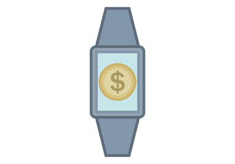 Smartwatch o reloj inteligente con símbolo de dólar