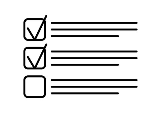 Icono negro de lista con tic afirmativo