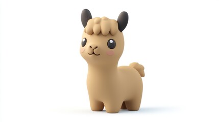 Naklejka premium Adorable Cartoon Alpaca Toy on a Clean White Background