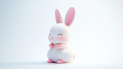 Adorable Cartoon Bunny Rabbit Figurine With Light Background