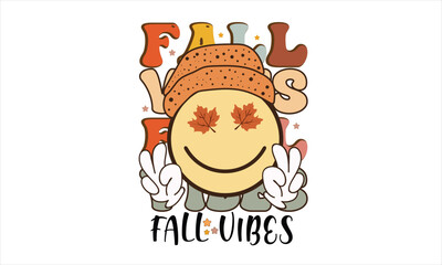 Fall Vibes Retro PNG T-Shirt Design