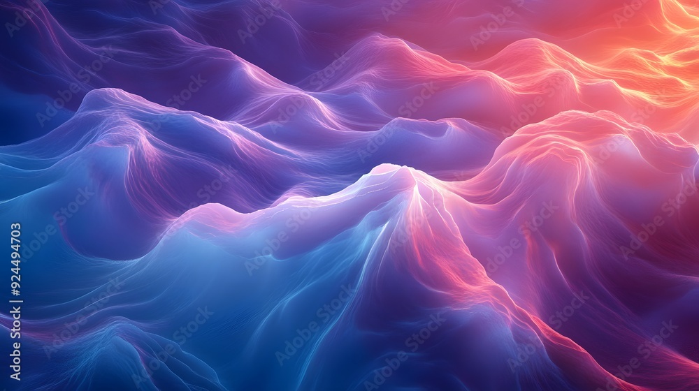 Wall mural 74. abstract waves of light and color blending together in a dynamic, ethereal background