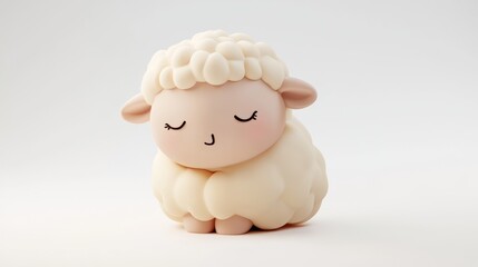Adorable Minimalist Sheep Figurine with Calm Expression