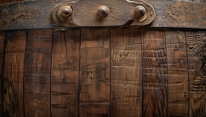 Fototapeta premium Texture of wooden barrel as background, closeup