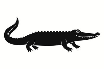 Crocodile  animal silhouette black vector art illustration