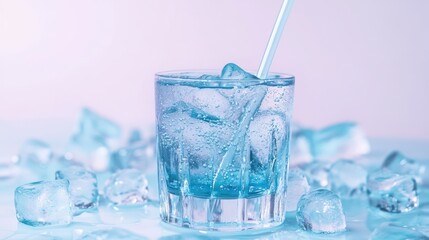 Refreshing Iced Drink with a Straw