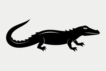 Crocodile  animal silhouette black vector art illustration