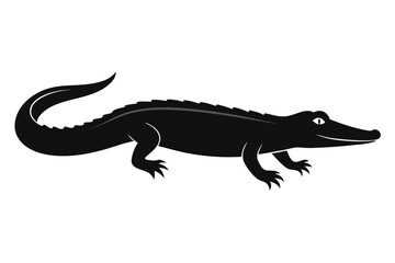 Crocodile  animal silhouette black vector art illustration