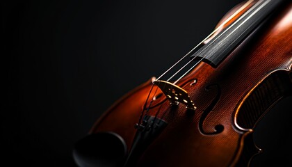 Fototapeta premium Classic Violin Close-up on Moody Background