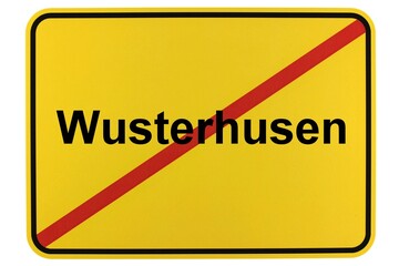 Illustration eines Ortsschildes der Gemeinde Wusterhausen in Mecklenburg-Vorpommern