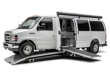 Fototapeta premium A vehicle designed for accessibility with a ramp attachment