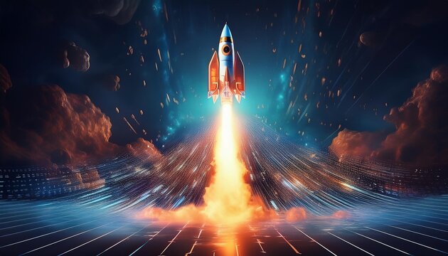 digital rocket launch with binary code, the integration of ai into space exploration missions