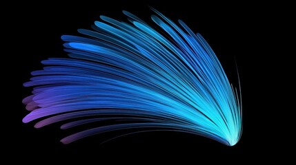 Blue gradient light streams like a digital feather.