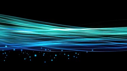 Turquoise and blue light streaks with sparkles, dark base