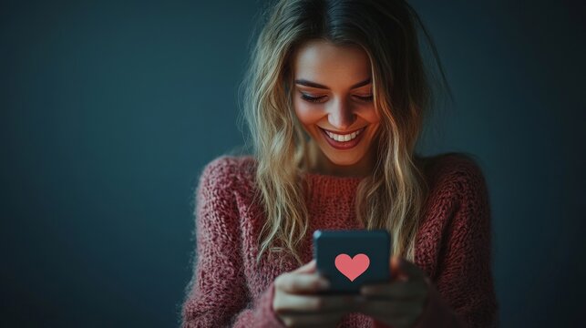 Social media entrepreneur matches users on dating app while holding smartphone, Generative AI