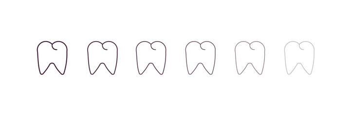 Fototapeta premium teeth outline icon. Linear vector from health and medical concept. 6 different line style teeth icon included thin, light, regular, medium, bold, black