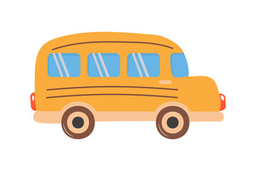 School bus. Yellow school bus for children. Flat cartoon style.