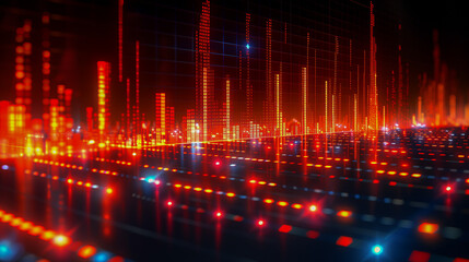 Fototapeta premium Futuristic Digital Data Visualization with Glowing Red Lights..