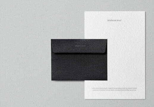 Stationery Flatlay Envelope And Leter Mockup