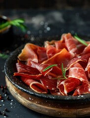 Artisan Jamon Iberico close up, luxury Spanish cured meat photography