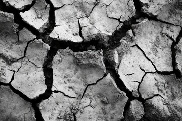 Dry cracked earth is forming a dramatic textured surface
