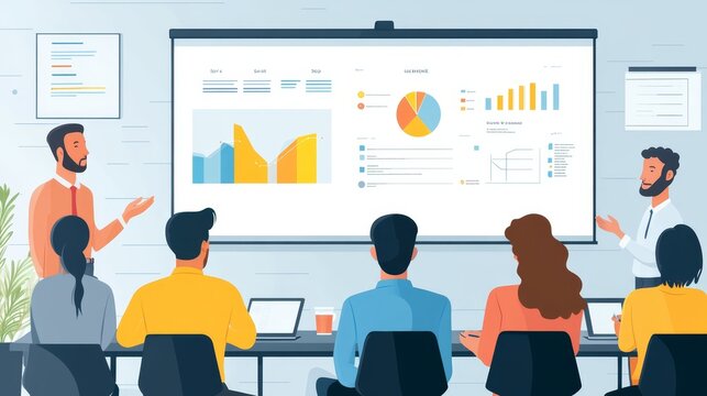 Business Presentation In Meeting Room. People Looking, Generative AI