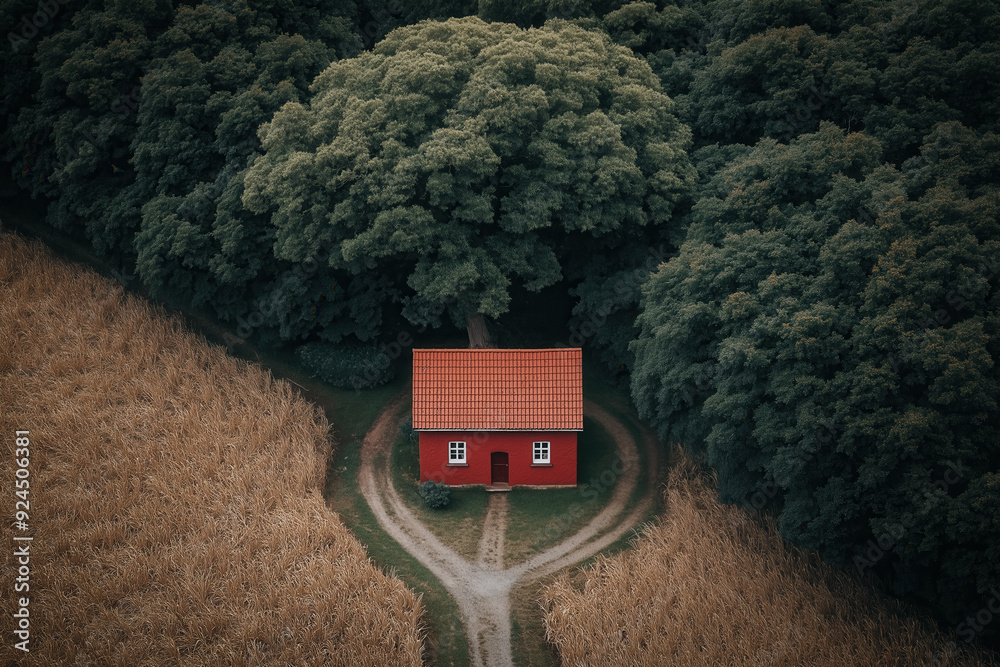 Wall mural aerial view of farm