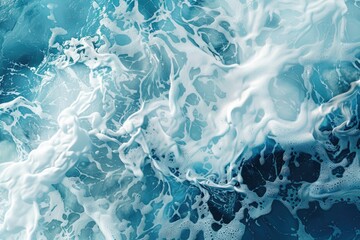 Naklejka premium A detailed view of an ocean wave with sea foam and blue water