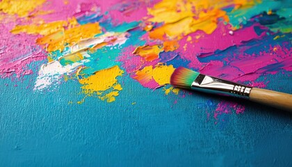 Obraz premium Artist painting on canvas, vibrant colors, creative expression, Watercolor style