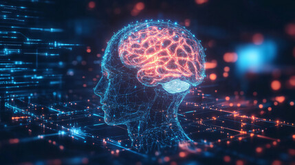 A glowing AI-powered brain interface with neural pathways linking to external devices, symbolizing seamless human-computer interaction1