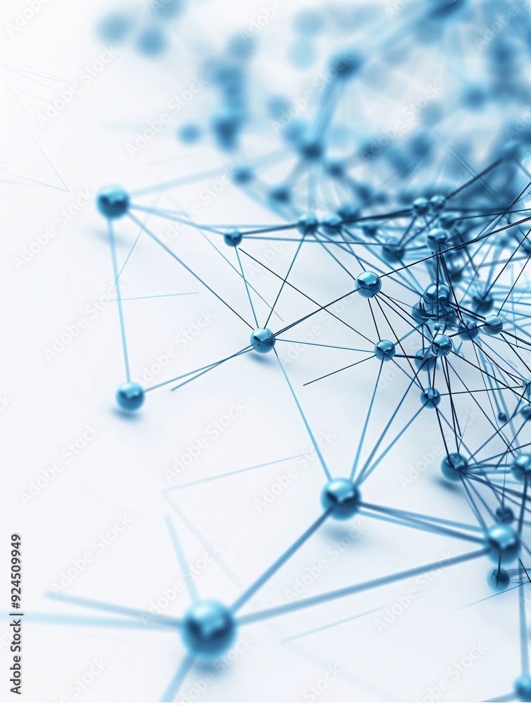 Poster a high-tech 3d background with interconnected nodes and lines forming a network pattern, providing a