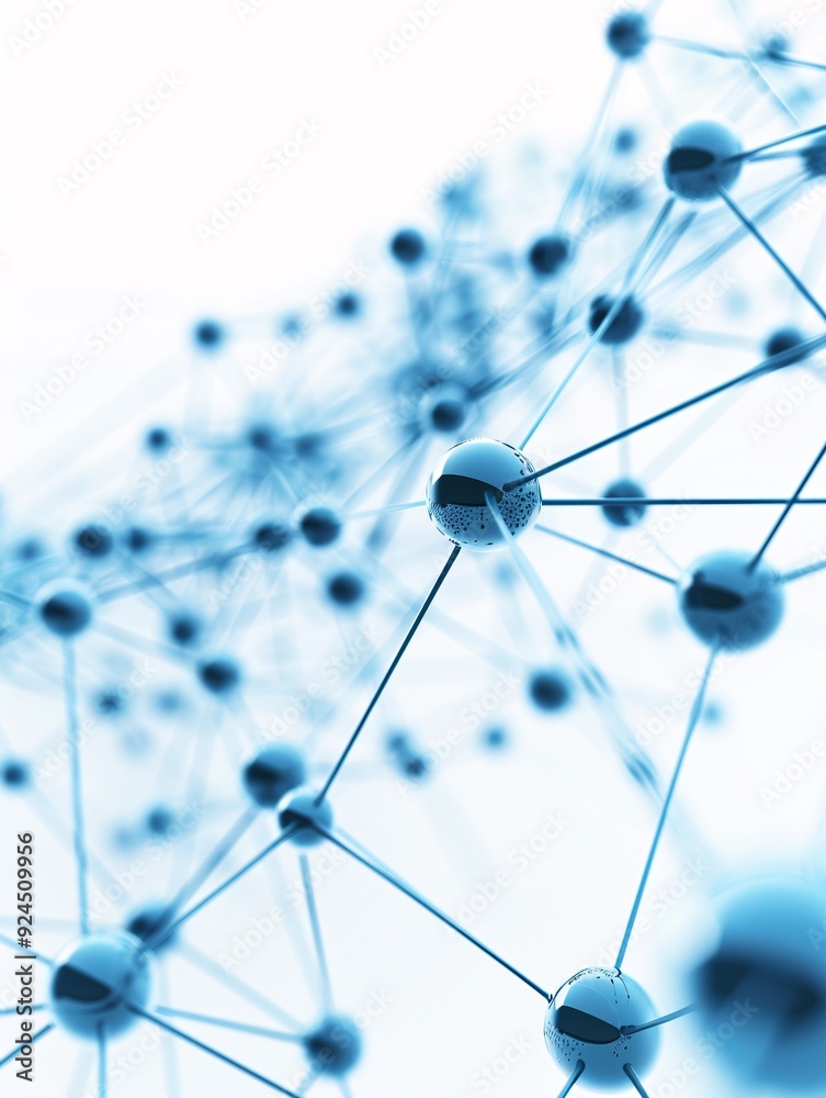 Poster a high-tech 3d background with interconnected nodes and lines forming a network pattern, providing a