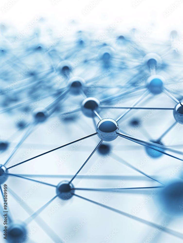 Poster a high-tech 3d background with interconnected nodes and lines forming a network pattern, providing a