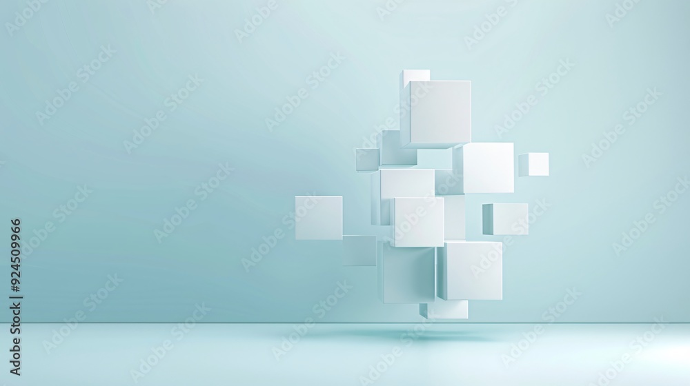 Fototapete a sleek, futuristic 3d background with geometric shapes floating in a gradient space, providing ampl