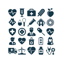 Medicine and Healthcare icons set vector illustration on white background