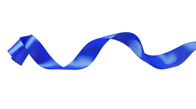 shiny satin blue ribbon element on isolated white background