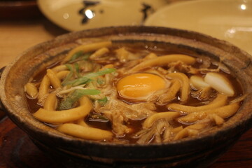 Japanese cuisine: miso nikomi udon noodles in Nagoya, Japan