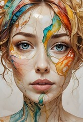 color illustration of a woman's face