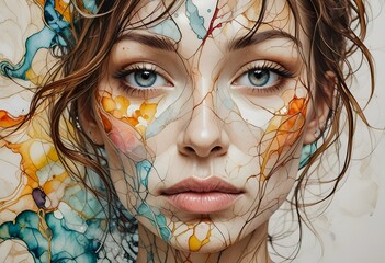 color illustration of a woman's face