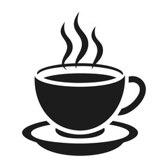 A black silhouette hot tea cup icon and vector illustration