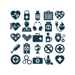 Medicine and Healthcare icons set vector illustration on white background